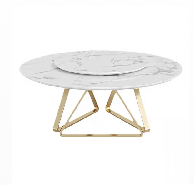 Modern luxury marble and brass dining table